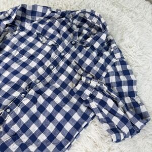 J.Crew Irish Linen Gingham Button Down Shirt Mens Large Blue White Baird McNutt